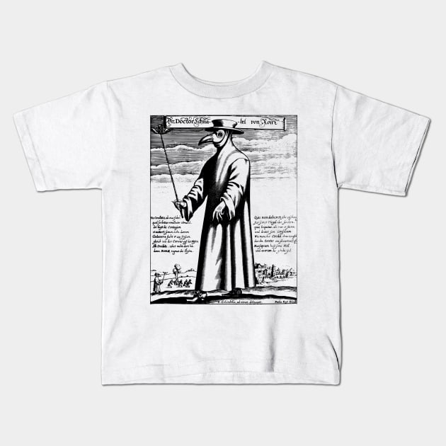 Plague Doctor Medieval Illustration Kids T-Shirt by Mandra